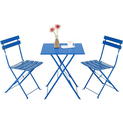 Folding Bisto Set Table & 2 Chairs Blue | DA-WW178BLUE