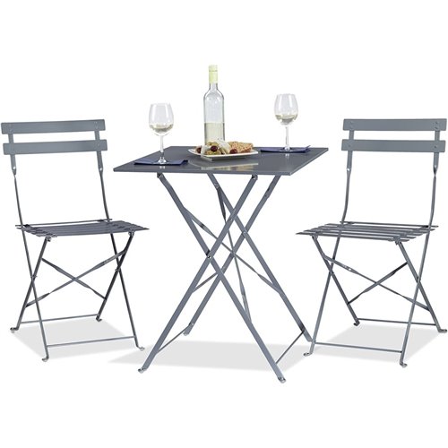 Folding Bisto Set Table & 2 Chairs Grey | DA-WW178GREY
