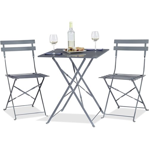 Folding Bisto Set Table & 2 Chairs Grey | DA-WW178GREY