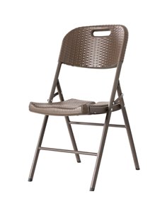 Set of 4 Folding Rattan Design Chairs Brown Plastic | DA-HQR53