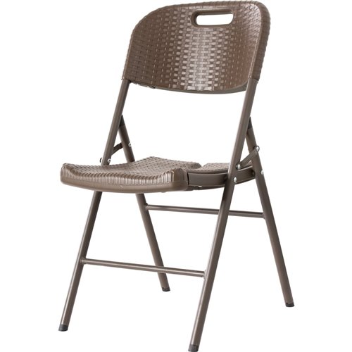 Set of 4 Folding Rattan Design Chairs Brown Plastic | DA-HQR53