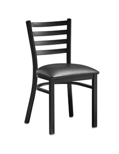 Black Steel Chair with Black Vinyl Cushion Seat & Black Back | DA-GS694BLACKCUSHSEATBLACKBACK