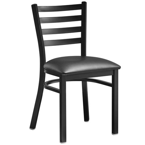 Black Steel Chair with Black Vinyl Cushion Seat & Black Back | DA-GS694BLACKCUSHSEATBLACKBACK