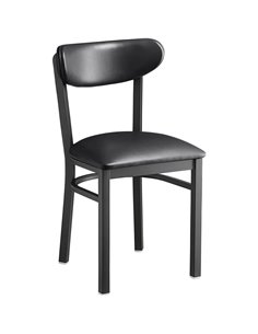 Black Steel Chair with Black Vinyl Cushion Seat & Black Vinyl Cushion Back | DA-GS65VBLACKSEATBLACKBACK