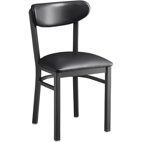 Black Steel Chair with Black Vinyl Cushion Seat & Black Vinyl Cushion Back | DA-GS65VBLACKSEATBLACKBACK