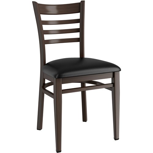 Walnut Wood Chair with Black Vinyl Cushion Seat | DA-GSW0005BLACKCUSHION