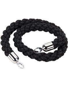 Black Braided Stanchion Rope with Silver ends 1.5m | DA-BR01BS