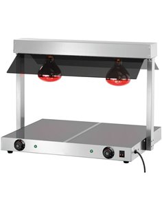 Buffet food warmer with gantry Tempered glass 2 infrared lamps Sneeze guards 2xGN1/1 | DA-TC2F