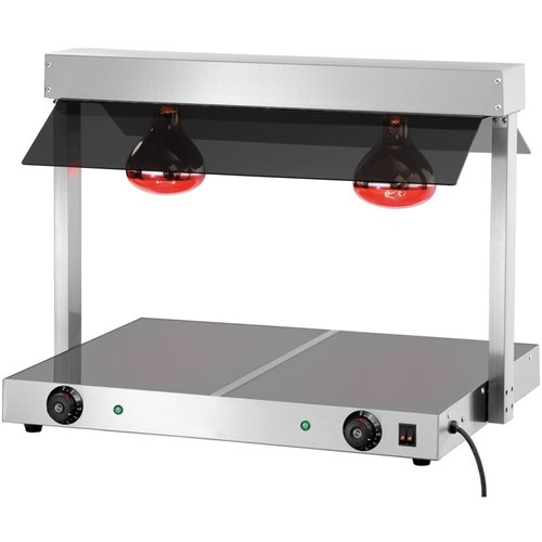 Buffet food warmer with gantry Tempered glass 2 infrared lamps Sneeze guards 2xGN1/1 | DA-TC2F