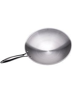 Professional Wok Pan Round bottom Stainless steel 13.5''/340mm | DA-SP13410