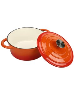 Enameled Cast iron Casserole Dish Round Orange ø20cm 1.5 litres | DA-A20WO