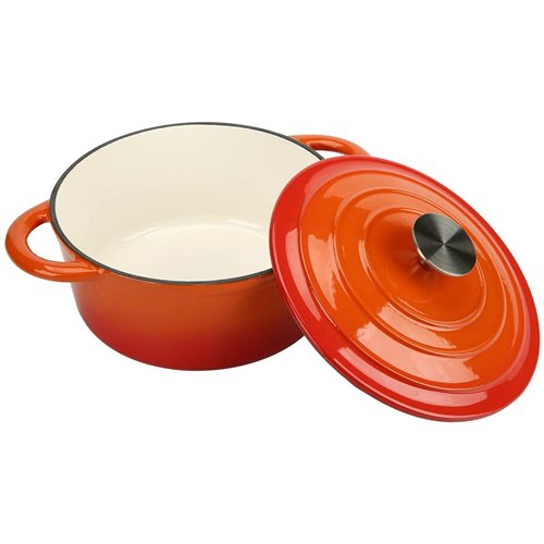 Enameled Cast iron Casserole Dish Round Orange ø24cm 5.2 litres | DA-A24DQO