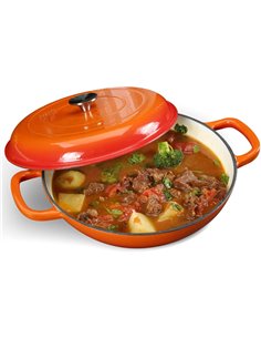 Enameled Cast iron Casserole Shallow pot Round Orange ø31cm 3.5 litres | DA-QT3107O