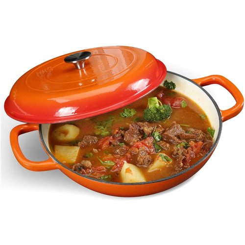 Enameled Cast iron Casserole Shallow pot Round Orange ø31cm 3.5 litres | DA-QT3107O