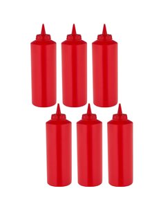 6 pack of Squeeze Sauce Bottles 255ml/12oz Red | DA-WQSB12WR