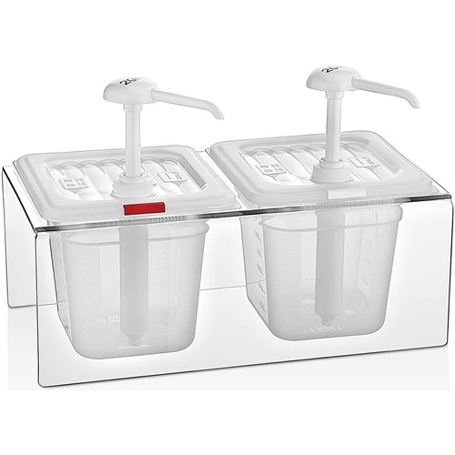 Condiment/Sauce Dispenser with Stand 2x2 litre pumps Plastic | DA-GDP02