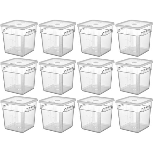 Pack of 12 Food storage Container with lid 7.6 litre 242x232x232mm Polypropylene | DA-GSPP8+GSPPL6