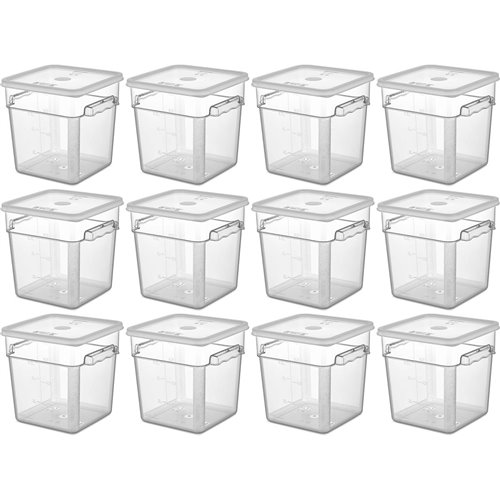 Pack of 12 Food storage Container with lid 7.6 litre 242x232x232mm Polypropylene | DA-GSPP8+GSPPL6