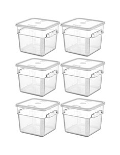 Pack of 6 Food storage Container with lid 5.7 litre 242x232x191mm Polypropylene | DA-GSPP6+GSPPL6