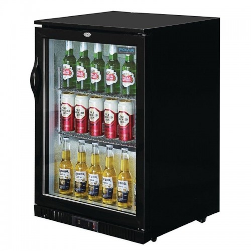 Polar GL001 Single Door Back Bar Cooler in Black with LED Lighting