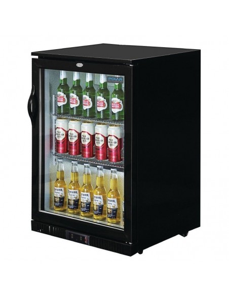 Polar GL001 Single Door Back Bar Cooler in Black with LED Lighting