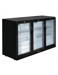 Polar GL014 Triple Hinged Door Back Bar Cooler in Black LED Lighting 2