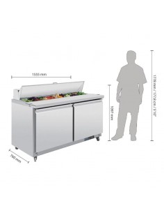 Polar G-Series GD883 527 Ltr 2 Door Stainless Steel Refrigerated Pizza / Saladette Prep Counter