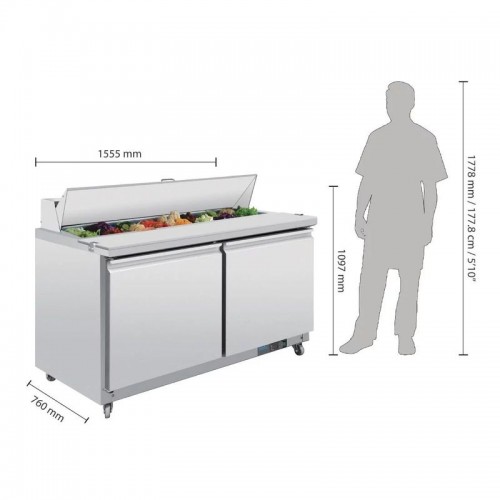 Polar G-Series GD883 527 Ltr 2 Door Stainless Steel Refrigerated Pizza / Saladette Prep Counter