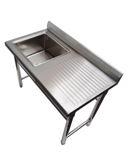 Commercial Sink Stainless steel 1100x600x900mm 1 bowl left Splashback | ST145BL