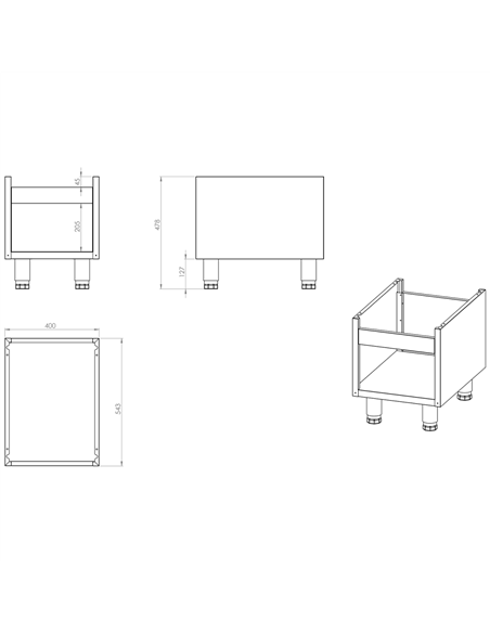 Professional Vapour Grill Gas on Open base 3 burners 11kW | VG4070GT-KS4070