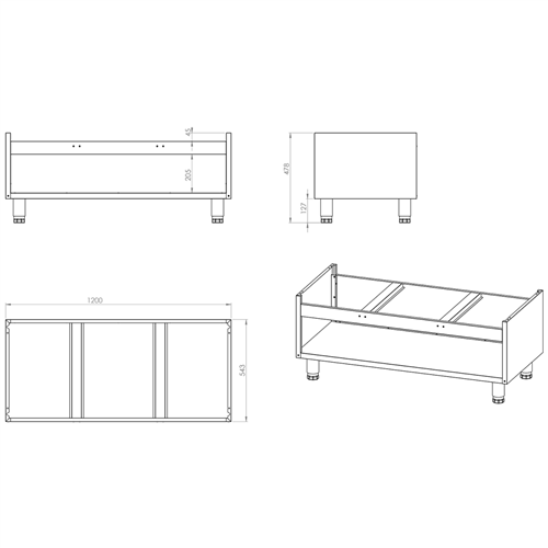 Professional Vapour Grill Gas on Open base 9 burners 33kW | VG1270GT-KS12070