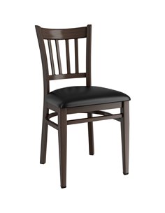 Walnut Wood Chair with Black Vinyl Cushion Seat | GSW0008BLACKCUSHION
