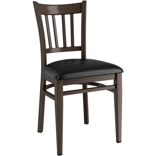 Walnut Wood Chair with Black Vinyl Cushion Seat | GSW0008BLACKCUSHION
