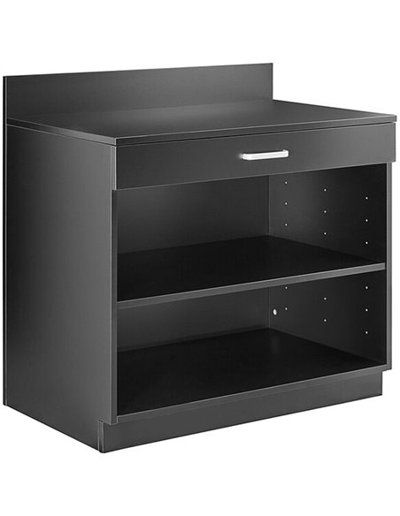Black Waitress Station with Drawer and Adjustable Shelf 915x610x915mm | GSWS003