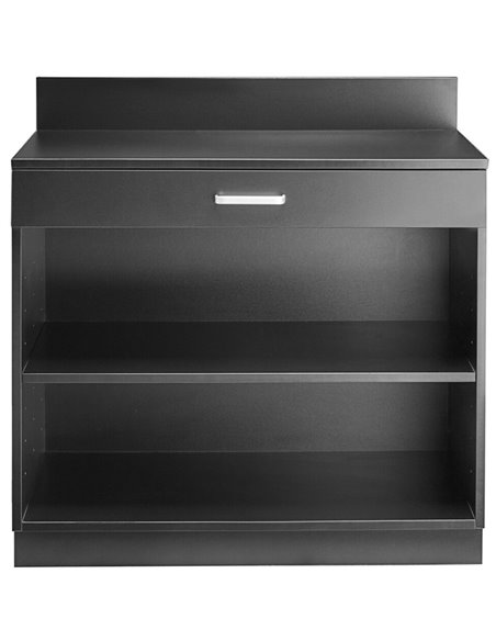 Black Waitress Station with Drawer and Adjustable Shelf 915x610x915mm | GSWS003