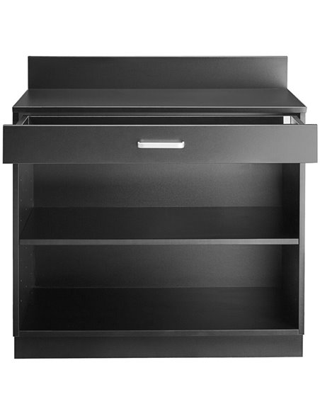 Black Waitress Station with Drawer and Adjustable Shelf 915x610x915mm | GSWS003