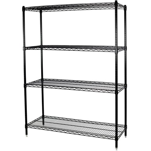 Commercial Shelving Unit 4 Tier 1000kg Width 1200mm Depth 350mm Black Wire | EB12035180A4