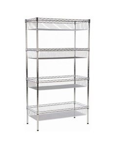 Commercial Wire Basket Shelving Unit 4 Tier 400kg 1200x450x1800mm Chrome wire | WBA12045180A4C