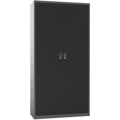 Heavy Duty Grey and Black 2 Door Lockable Steel Tool Cabinet with 4 Adjustable Shelves 900x380x1800mm | WG27
