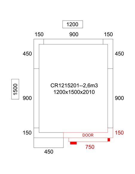 Cold room with Cooling unit 1200x1500x2010mm Volume 2.6m3 | CR1215201