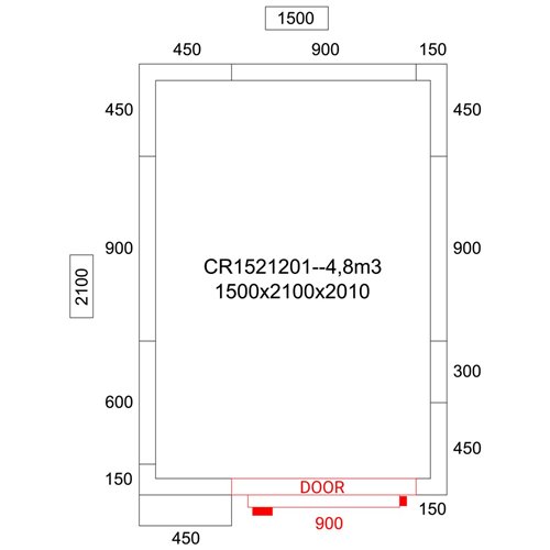 Cold room with Cooling unit 1500x2100x2010mm Volume 4.8m3 | CR1521201
