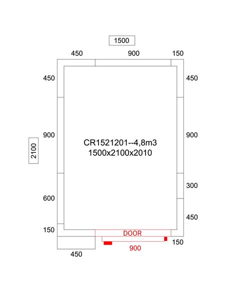 Freezer room with Freezing unit 1500x2100x2010mm Volume 4.8m3 | FR1521201
