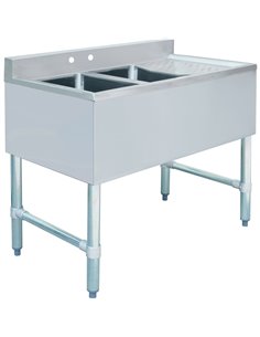 Commercial Bar Sink with Backsplash 2 Bowls Left 914x470x762mm | BAR2B36R