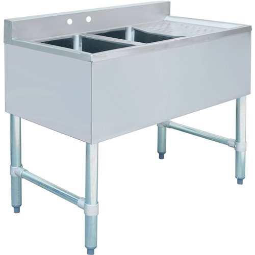 Commercial Bar Sink with Backsplash 2 Bowls Left 914x470x762mm | BAR2B36R