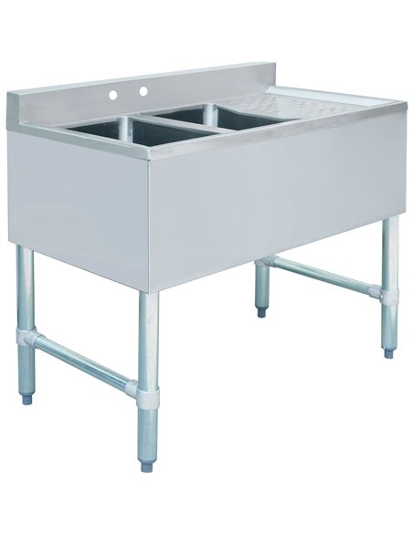 Commercial Bar Sink with Backsplash 2 Bowls Left 914x470x762mm | BAR2B36R