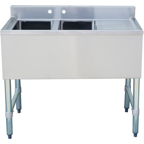 Commercial Bar Sink with Backsplash 2 Bowls Left 914x470x762mm | BAR2B36R