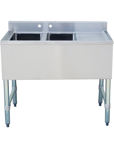 Commercial Bar Sink with Backsplash 2 Bowls Left 914x470x762mm | BAR2B36R