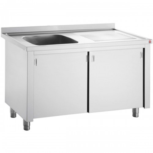 Commercial Sink with Cupboard Stainless steel 1 bowl Left Splashback Width 1000mm Depth 700mm | DA-THSSR107BL1