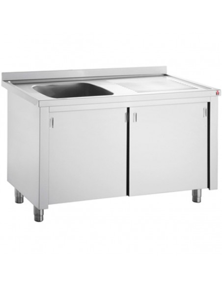Commercial Sink with Cupboard Stainless steel 1 bowl Left Splashback Width 1000mm Depth 700mm | DA-THSSR107BL1