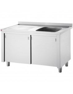 Commercial Sink with Cupboard Stainless steel 1 bowl Right Splashback Width 1000mm Depth 700mm | DA-THSSR107BR1